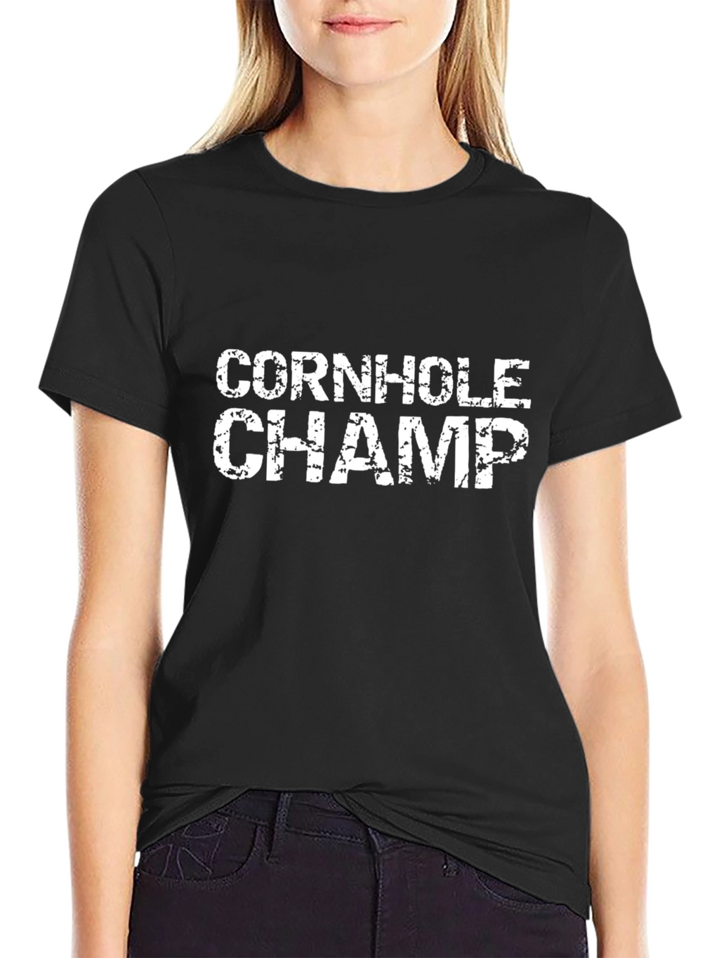 Cornhole Champ Black Graphic T-Shirt