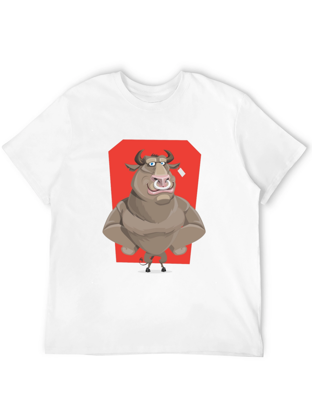Bull Cartoon Graphic T-Shirt - Black Crew Neck Tee