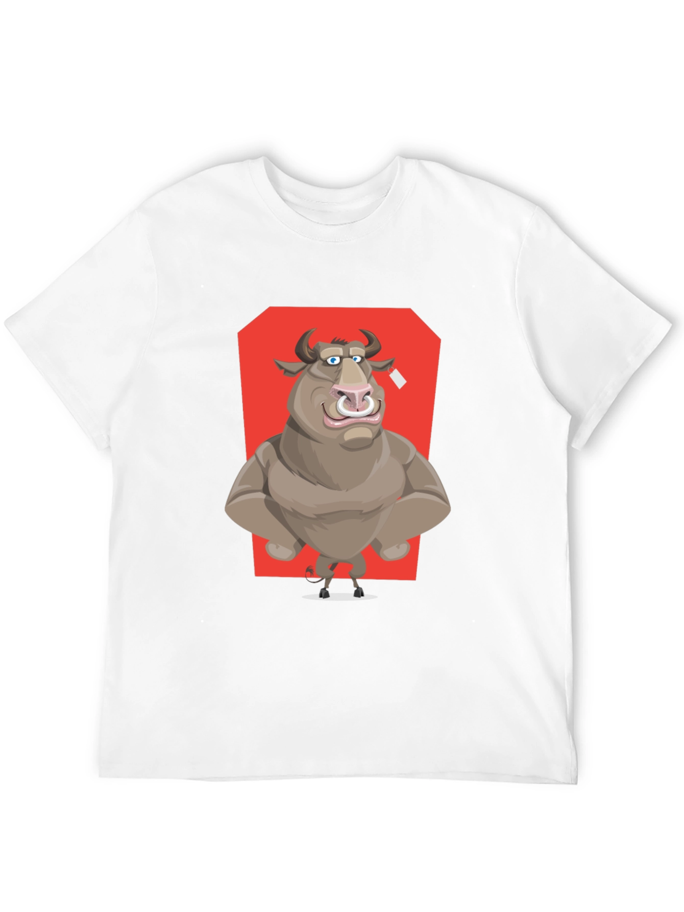Bull Cartoon Graphic T-Shirt - Black Crew Neck Tee