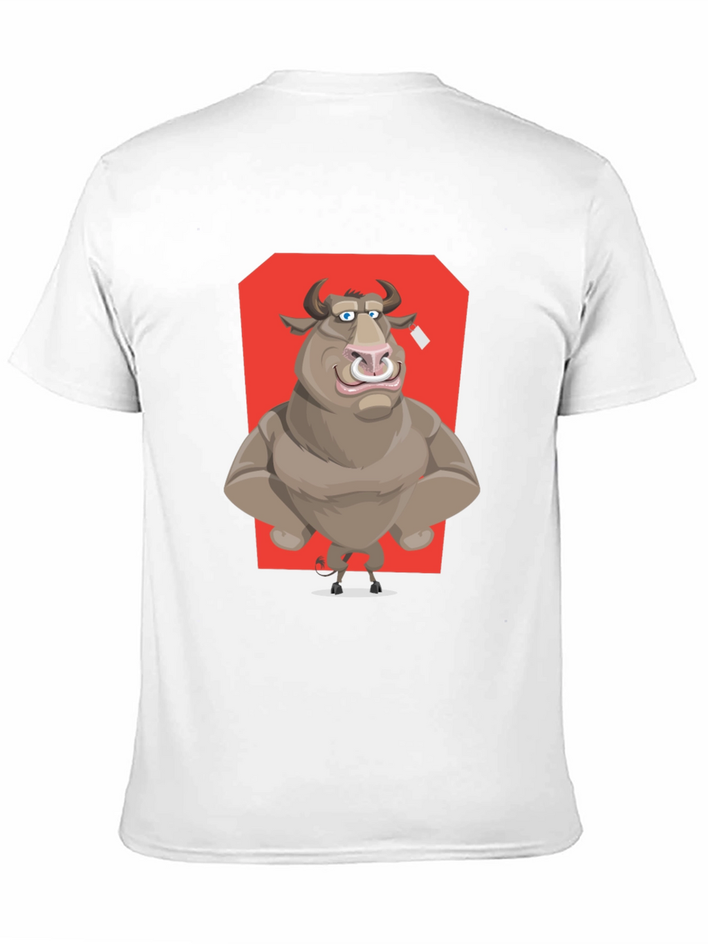 Bull Cartoon Graphic T-Shirt - Black Crew Neck Tee