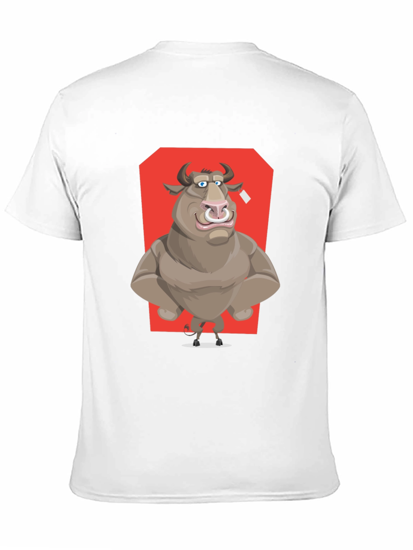 Bull Cartoon Graphic T-Shirt - Black Crew Neck Tee