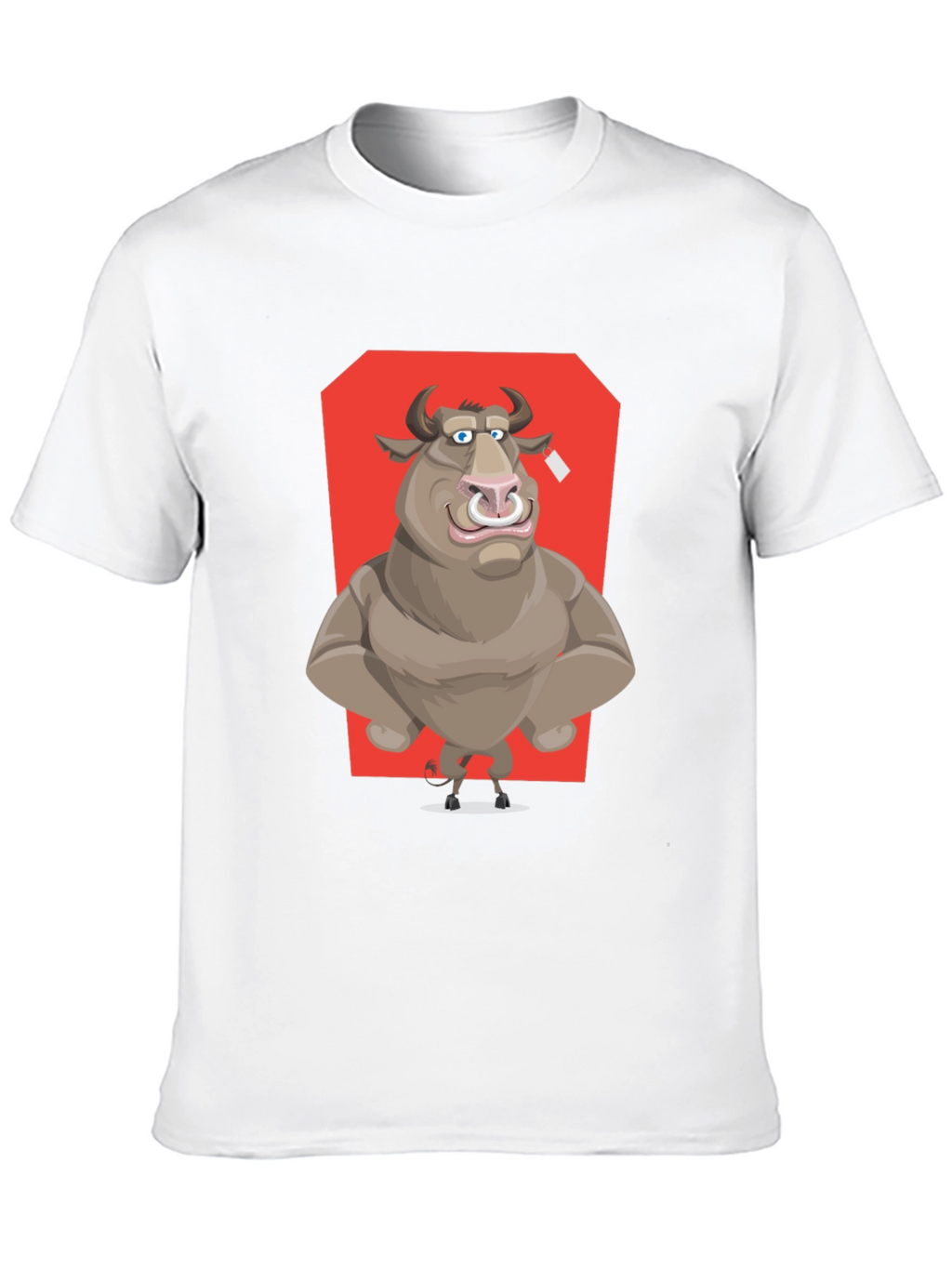 Bull Cartoon Graphic T-Shirt - Black Crew Neck Tee