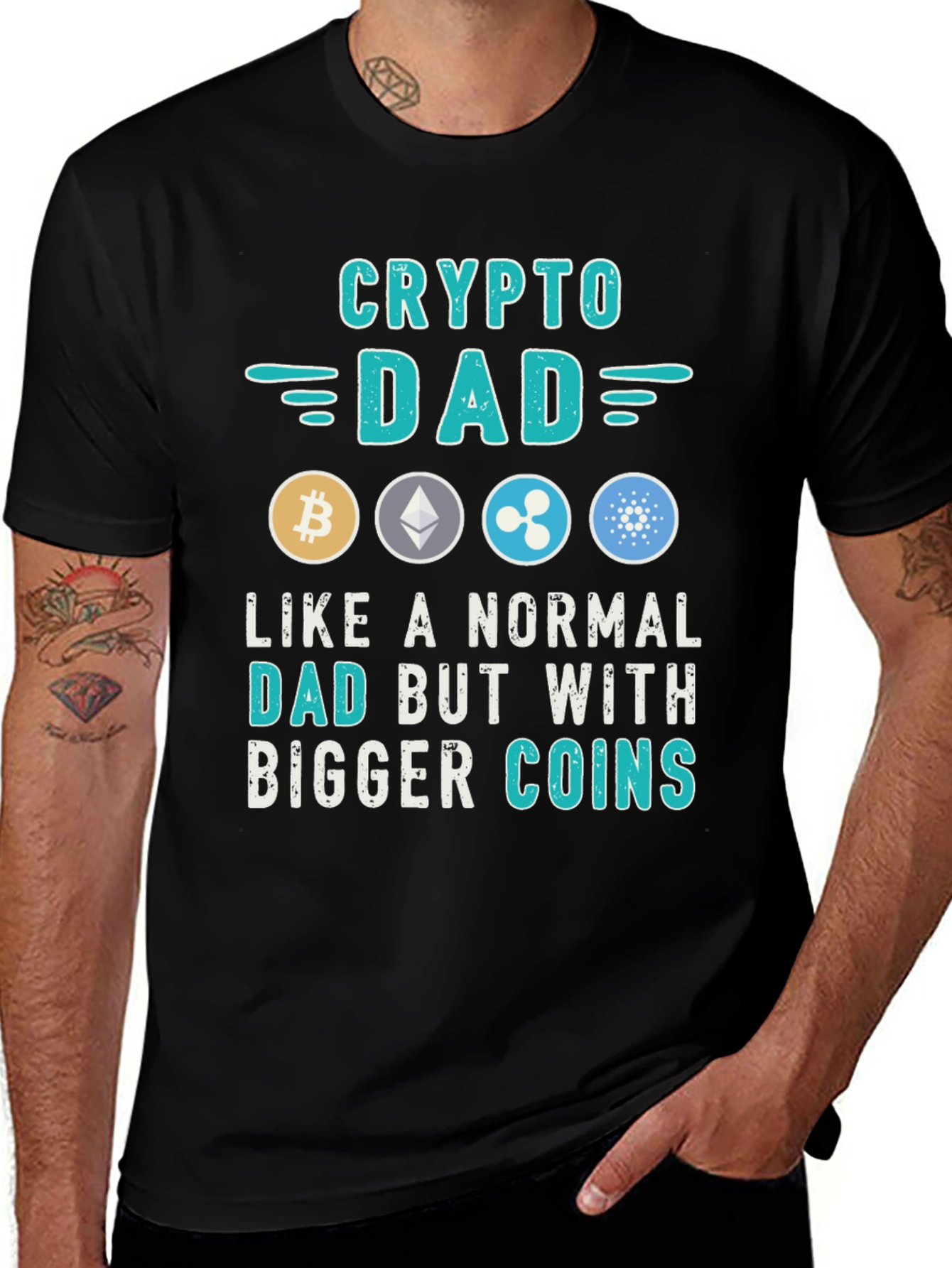 Crypto Dad T-Shirt - Bitcoin Ethereum Ripple