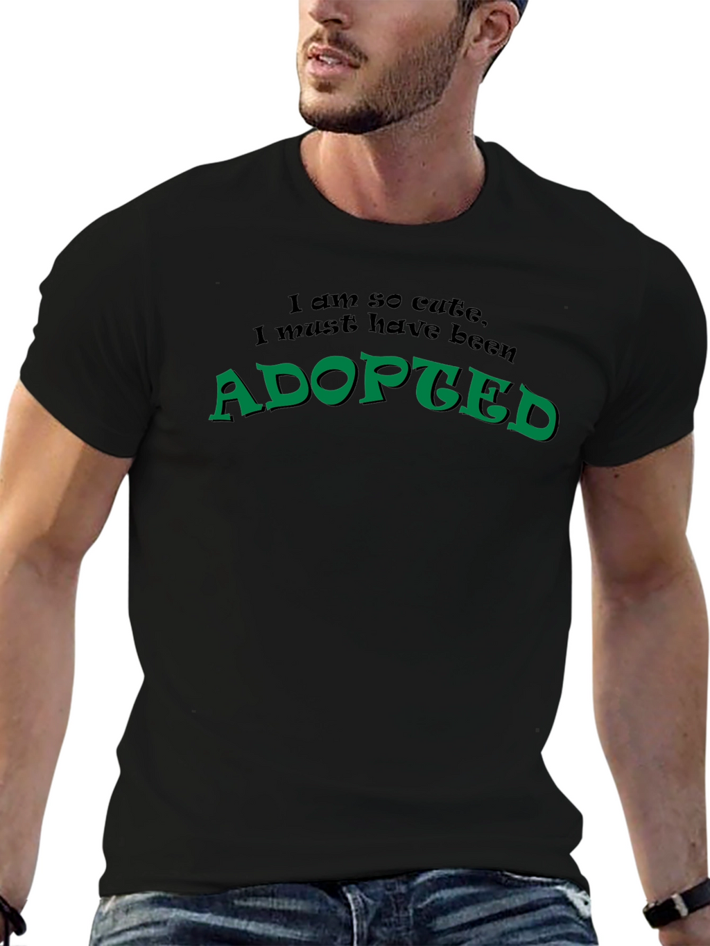 Adopted Cute Funny Novelty Black T-Shirt