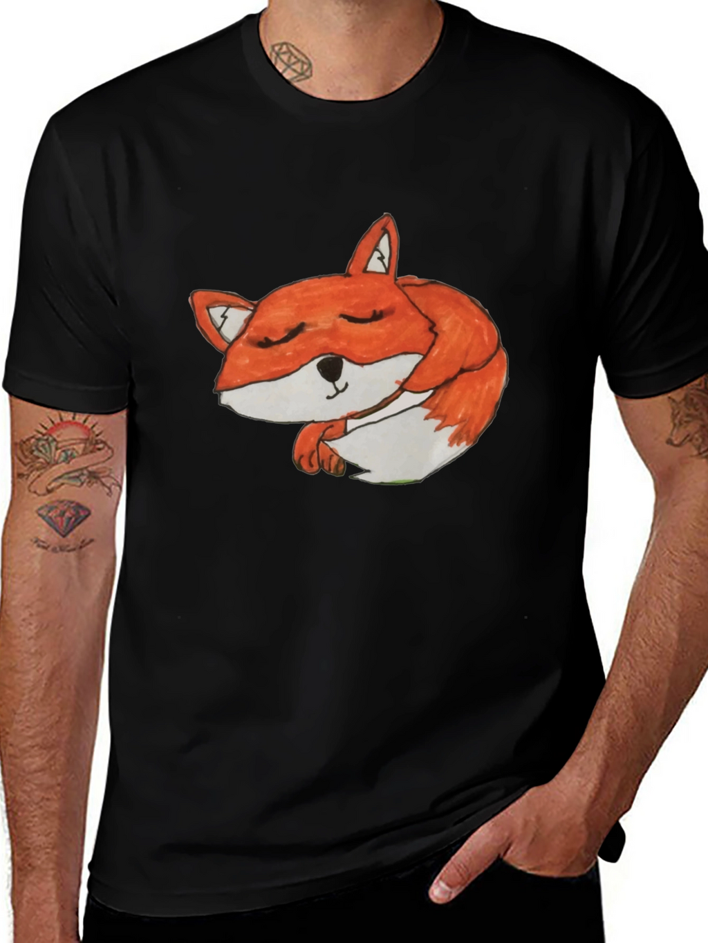Sleeping Fox Graphic Tee - Soft Cotton Comfort