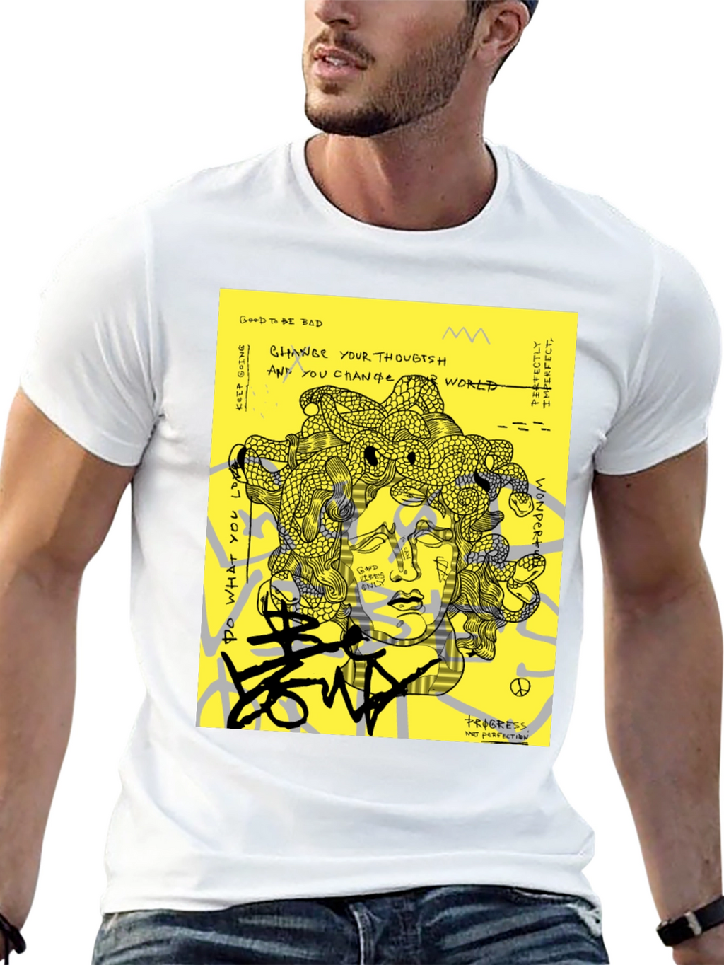 Medusa Graphic Print Black T-Shirt