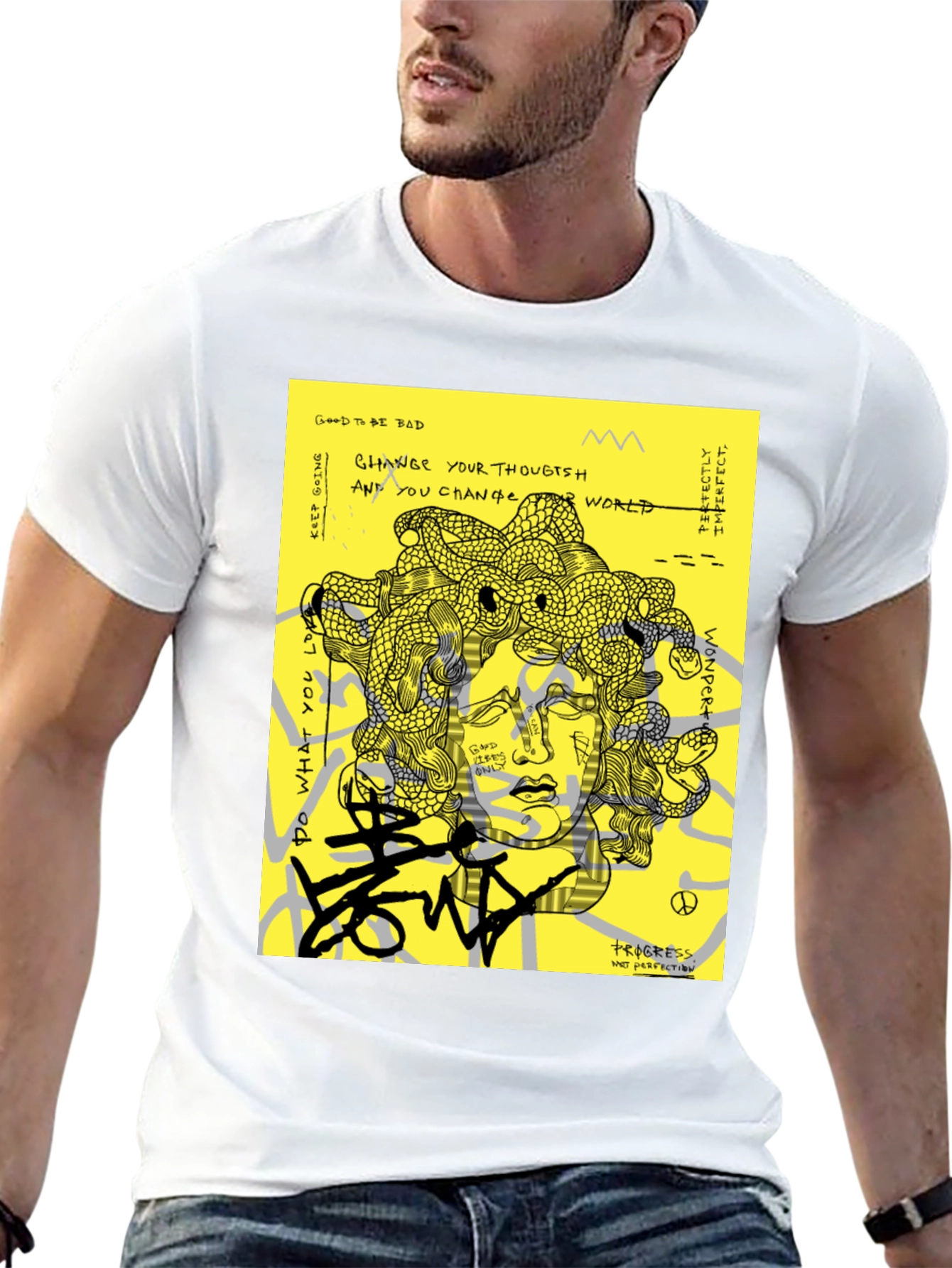 Medusa Graphic Print Black T-Shirt