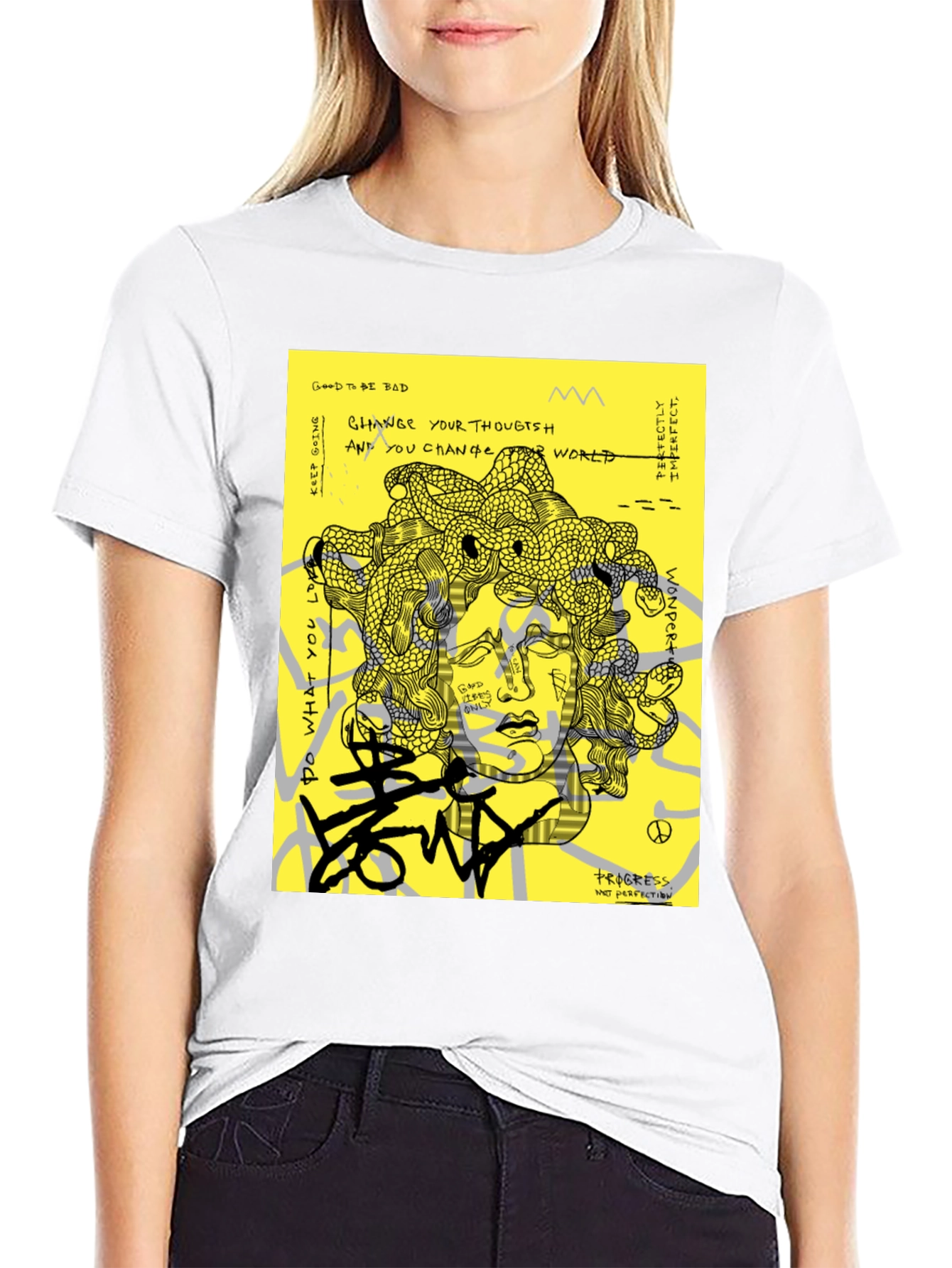 Medusa Graphic Print Black T-Shirt