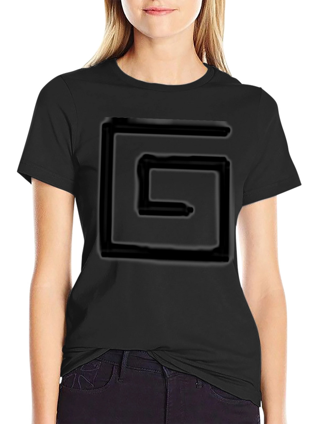 Mens Black Graphic Tee - Abstract Letter Design