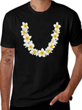Floral Lei Graphic Black T-Shirt