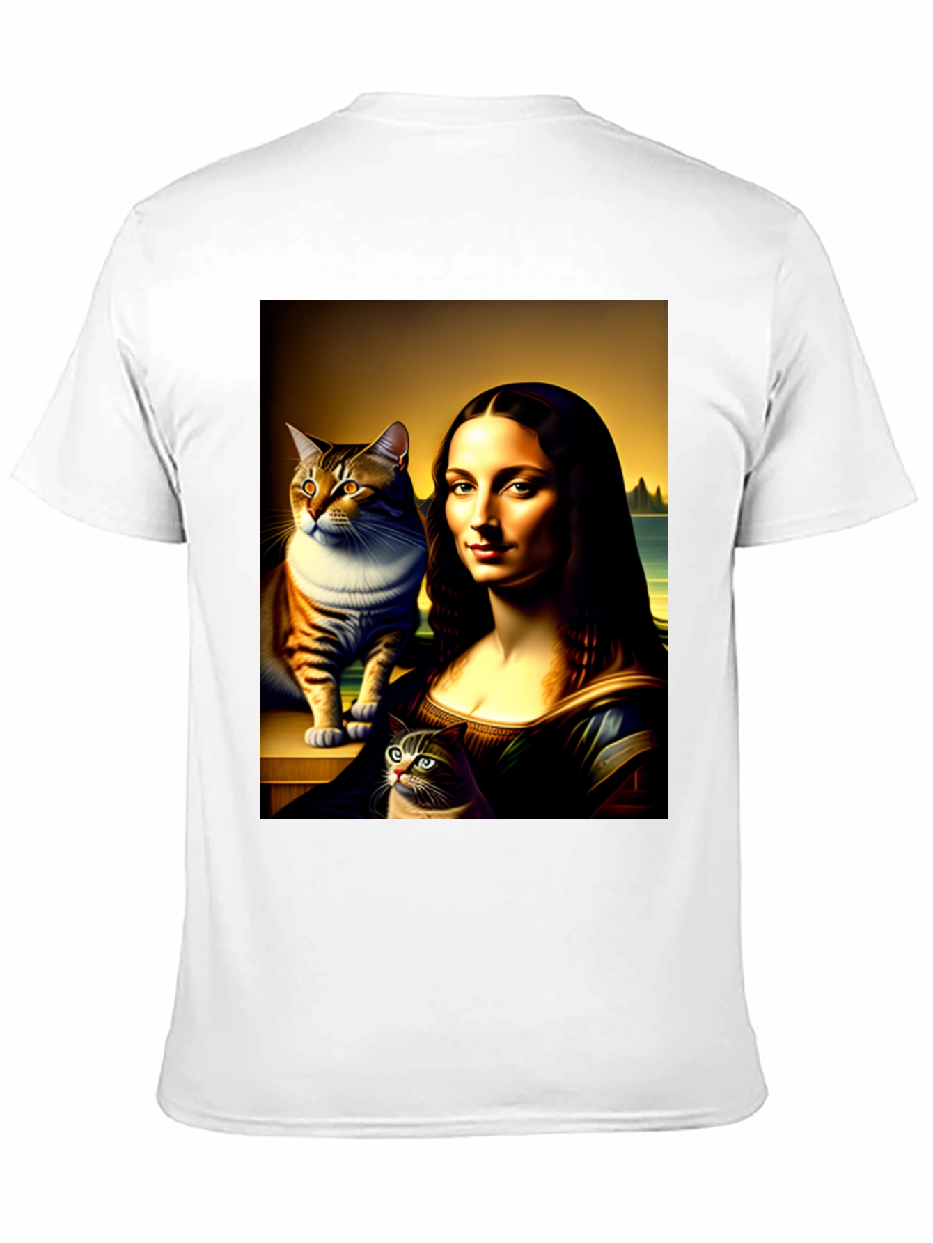 Mona Lisa Cat Art Graphic T-Shirt