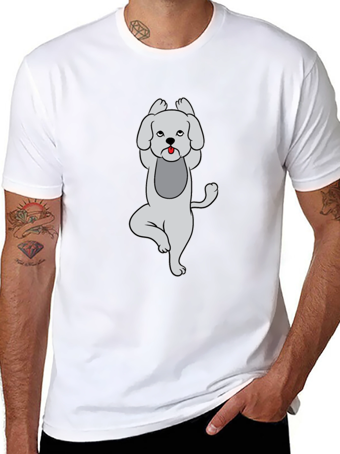 Yoga Dog Graphic T-Shirt - Black Casual Tee