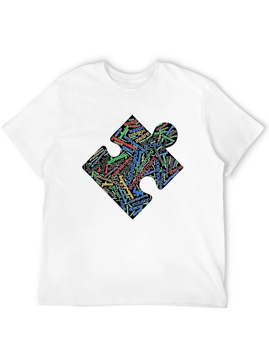 Inclusion Puzzle Piece Word Art T-Shirt