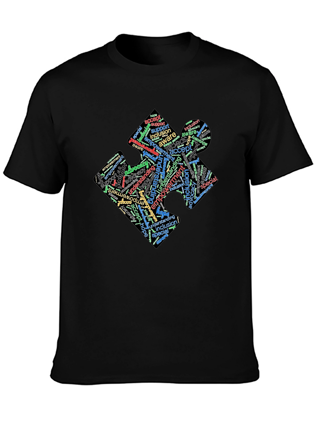 Inclusion Puzzle Piece Word Art T-Shirt