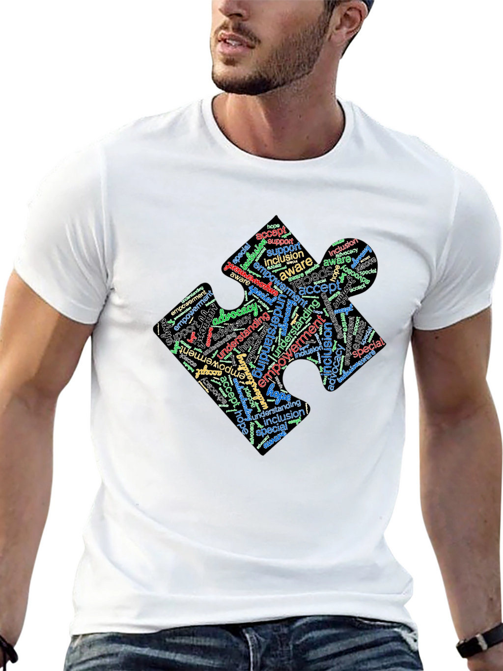 Inclusion Puzzle Piece Word Art T-Shirt