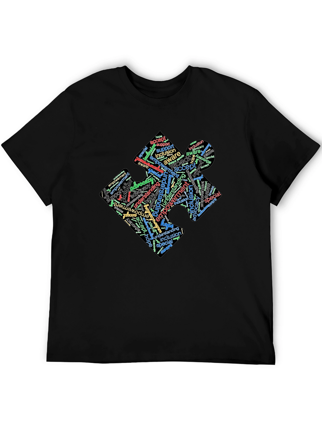 Inclusion Puzzle Piece Word Art T-Shirt