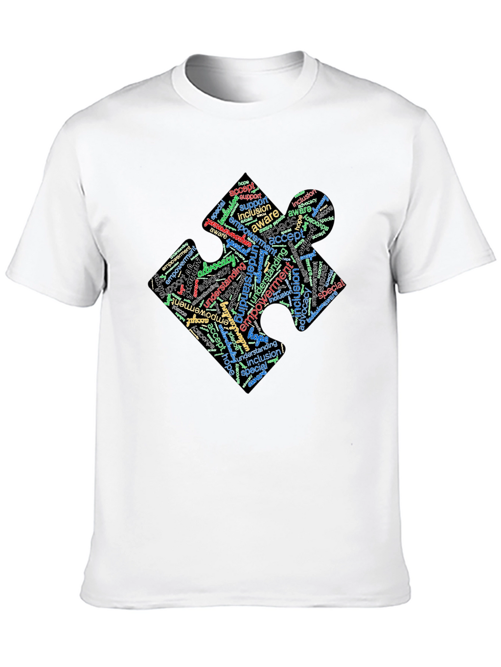 Inclusion Puzzle Piece Word Art T-Shirt