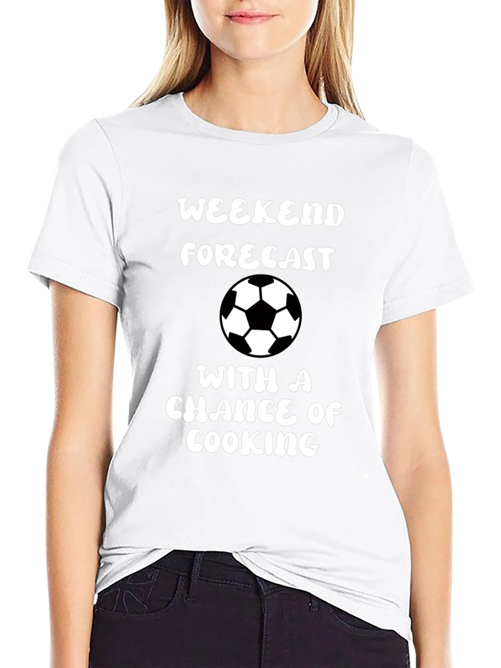 Weekend Forecast Soccer & Cooking Black Graphic Tee