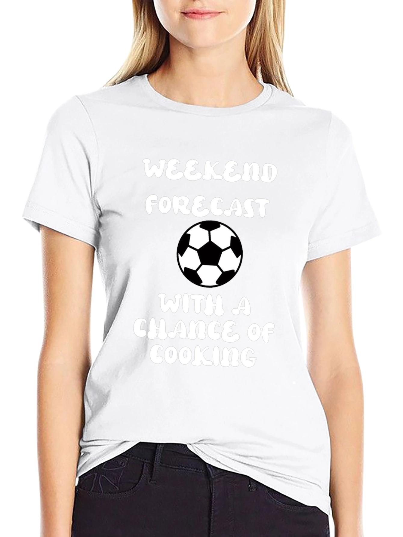 Weekend Forecast Soccer & Cooking Black Graphic Tee