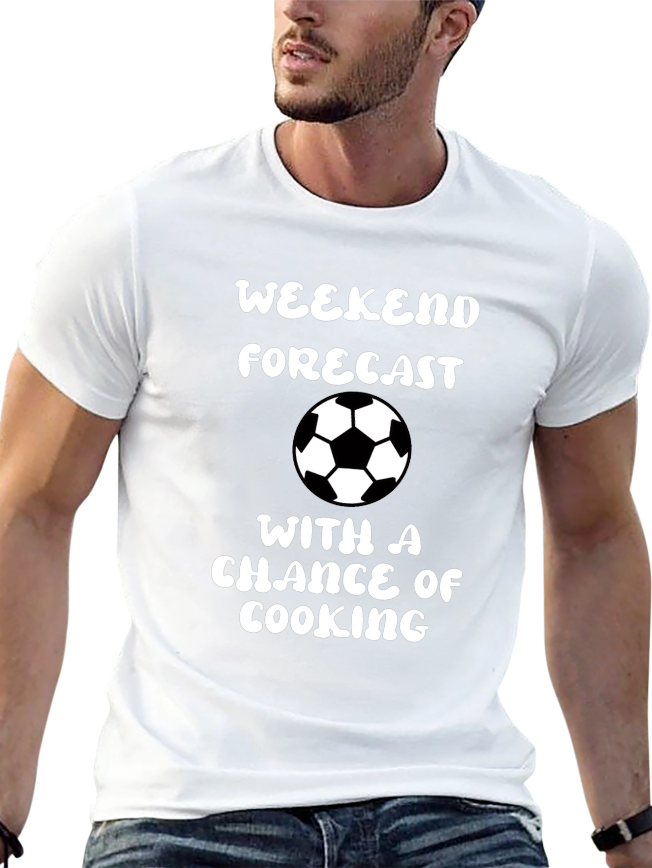 Weekend Forecast Soccer & Cooking Black Graphic Tee
