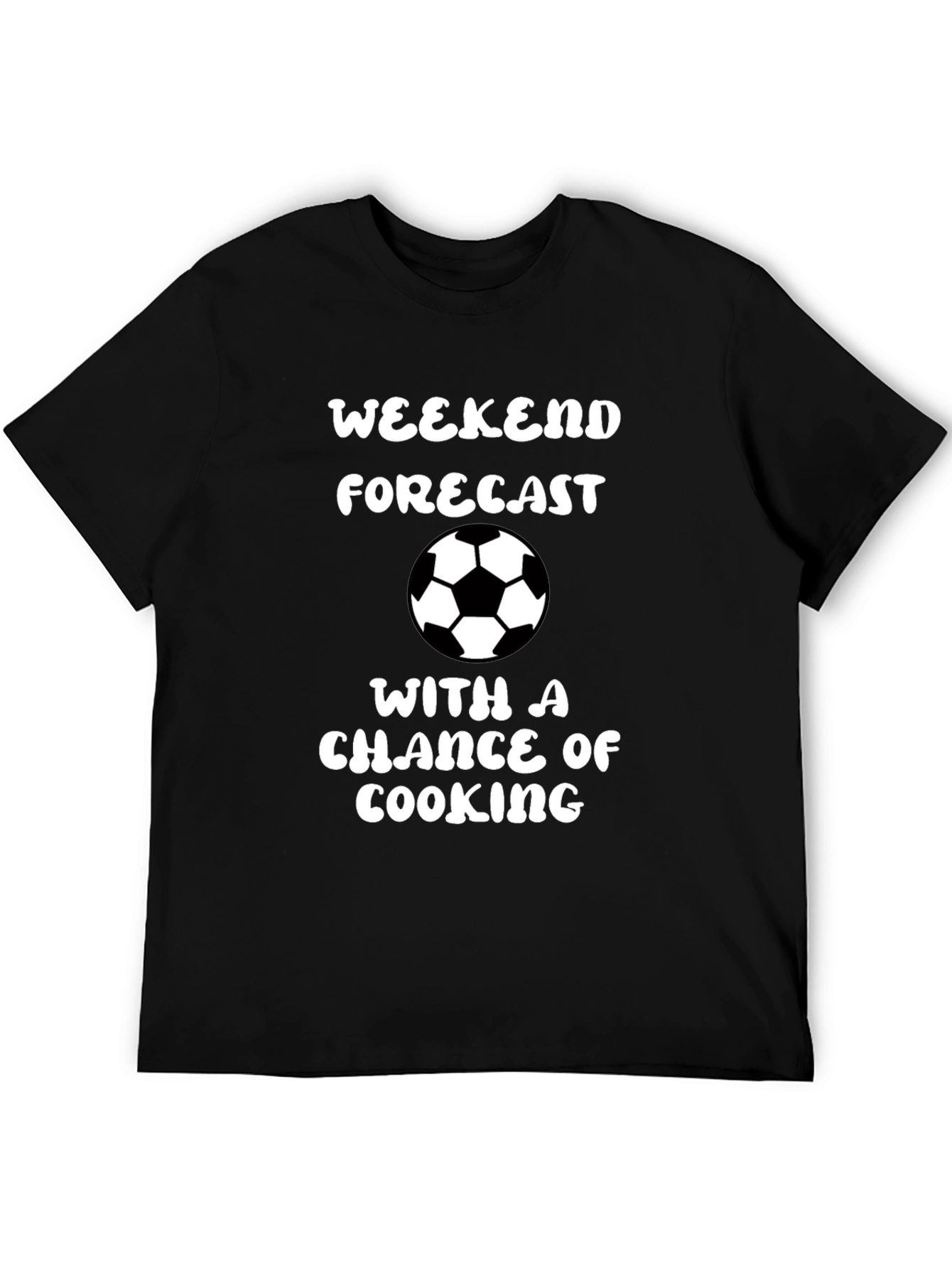 Weekend Forecast Soccer & Cooking Black Graphic Tee