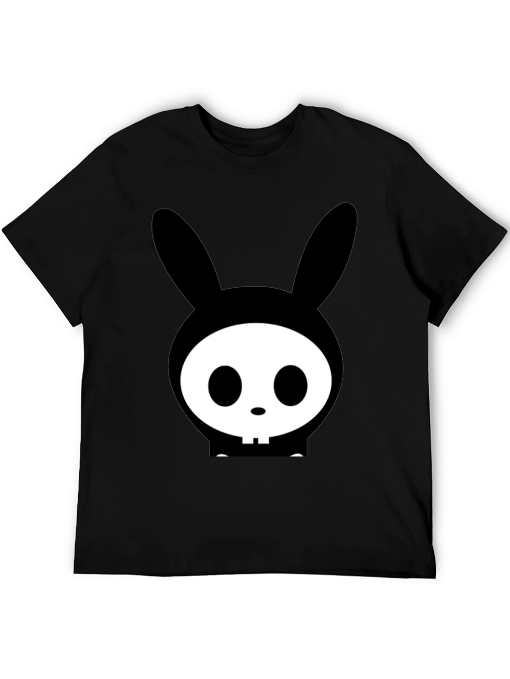 Bunny Skull Graphic Tee - Edgy Black T-Shirt