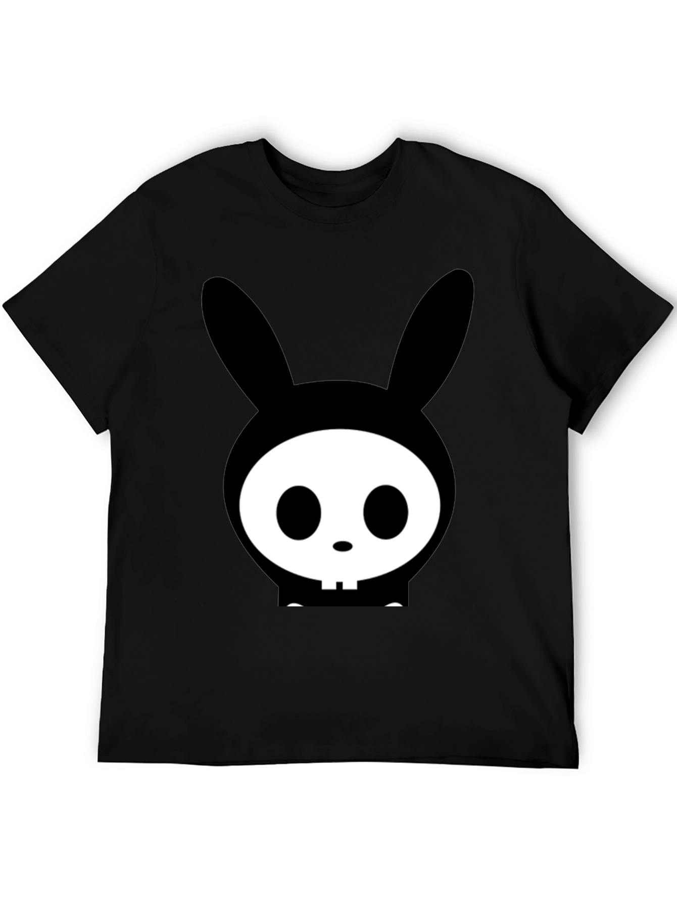 Bunny Skull Graphic Tee - Edgy Black T-Shirt