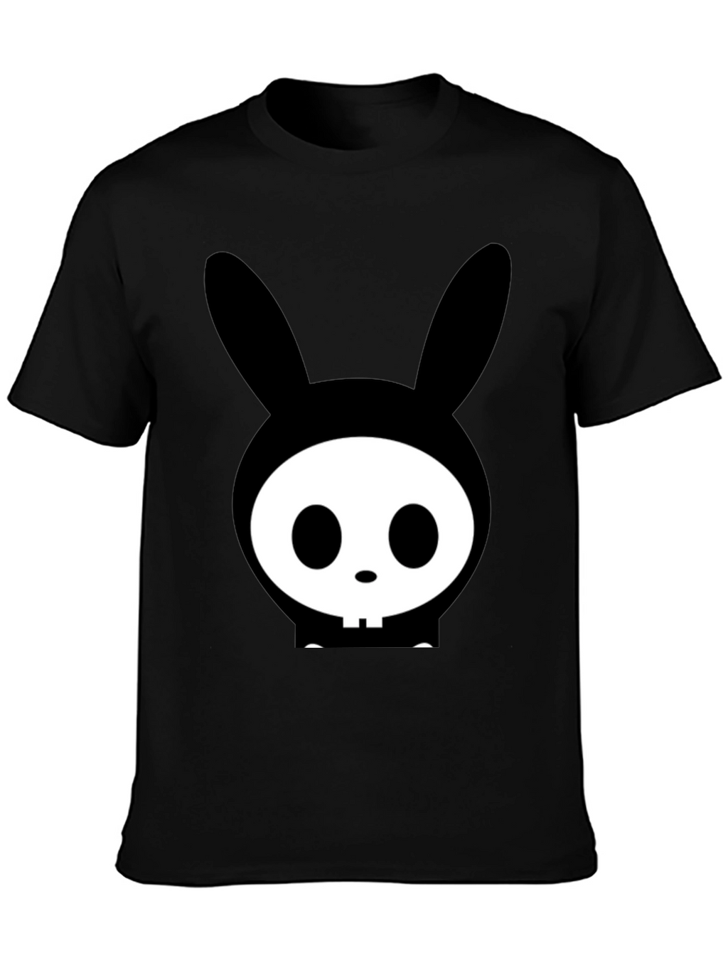 Bunny Skull Graphic Tee - Edgy Black T-Shirt