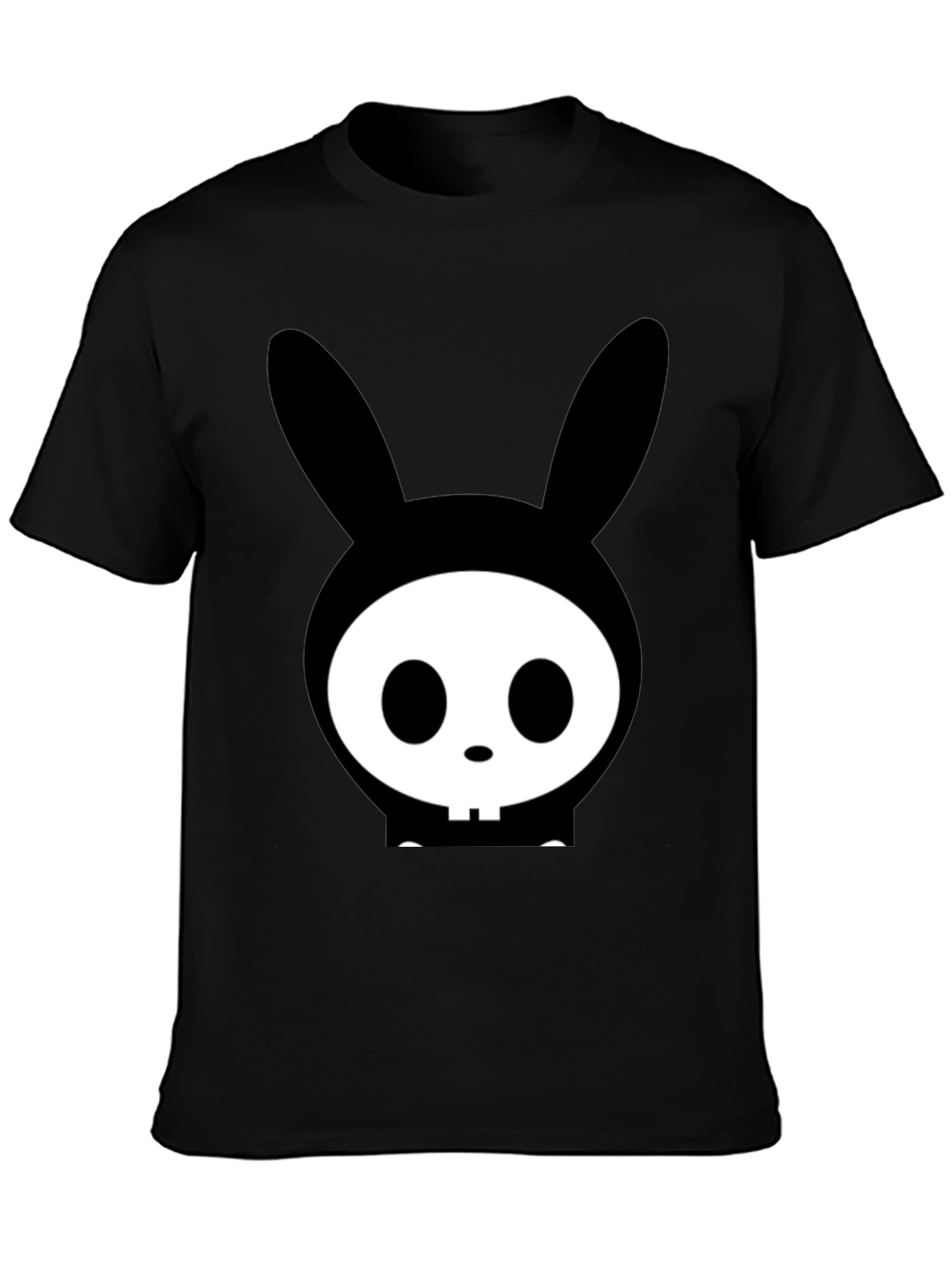 Bunny Skull Graphic Tee - Edgy Black T-Shirt