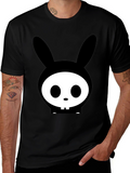 Bunny Skull Graphic Tee - Edgy Black T-Shirt