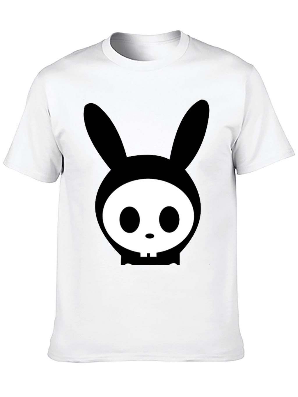 Bunny Skull Graphic Tee - Edgy Black T-Shirt