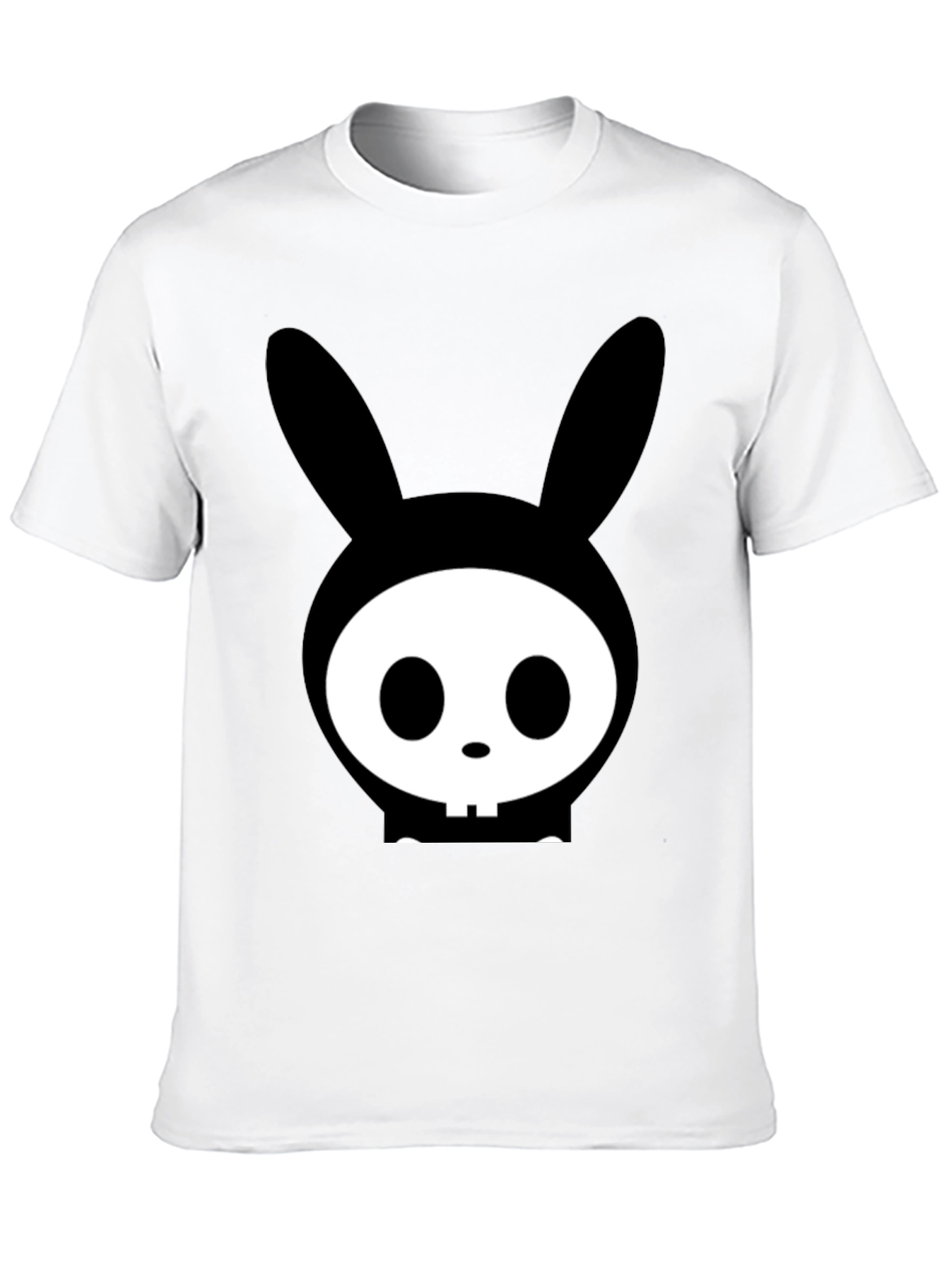 Bunny Skull Graphic Tee - Edgy Black T-Shirt