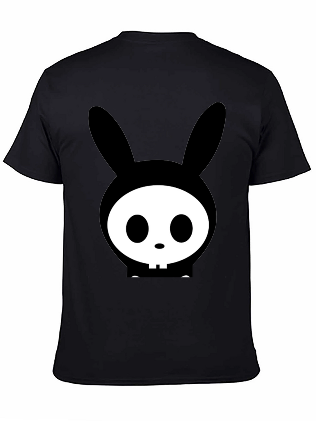 Bunny Skull Graphic Tee - Edgy Black T-Shirt
