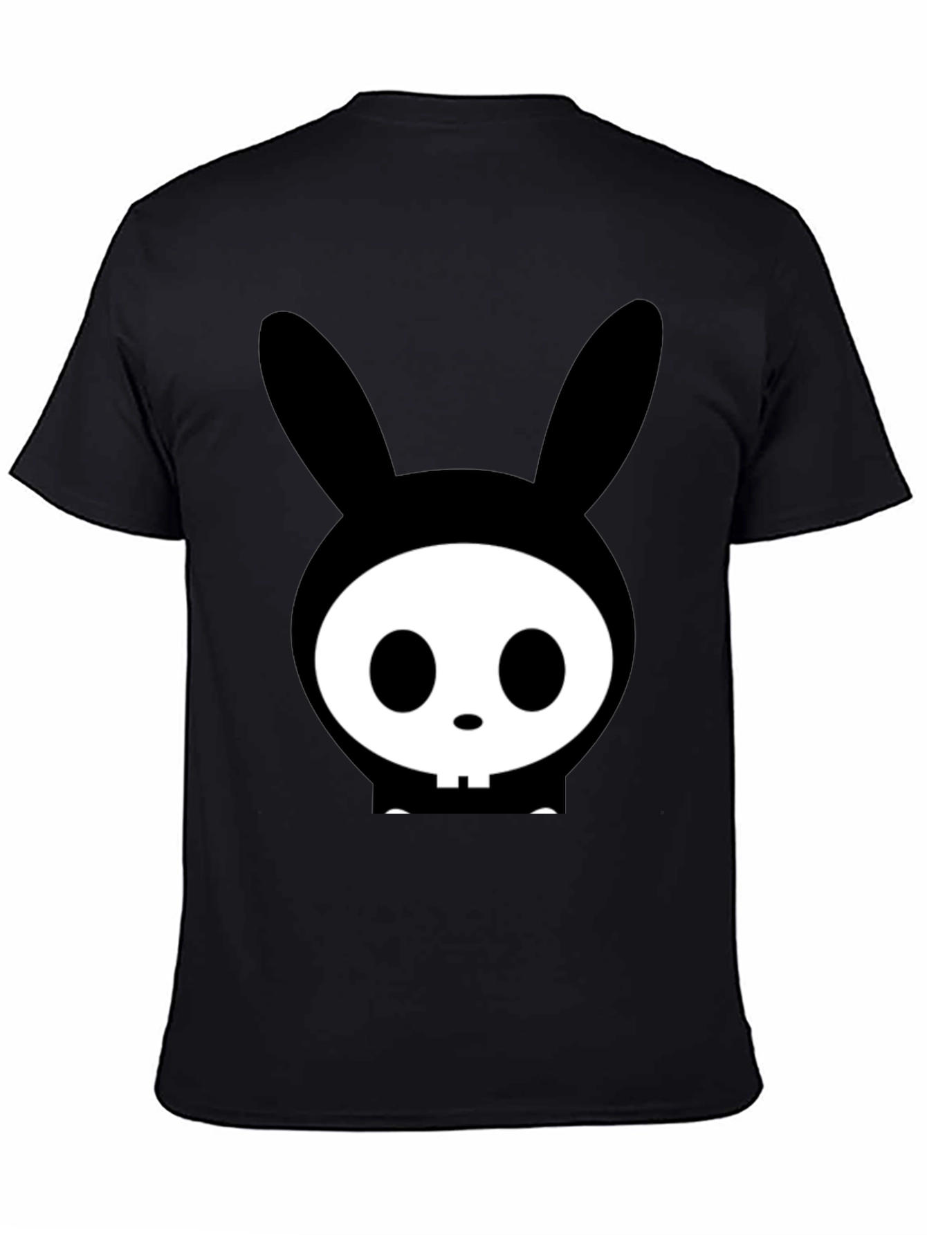 Bunny Skull Graphic Tee - Edgy Black T-Shirt