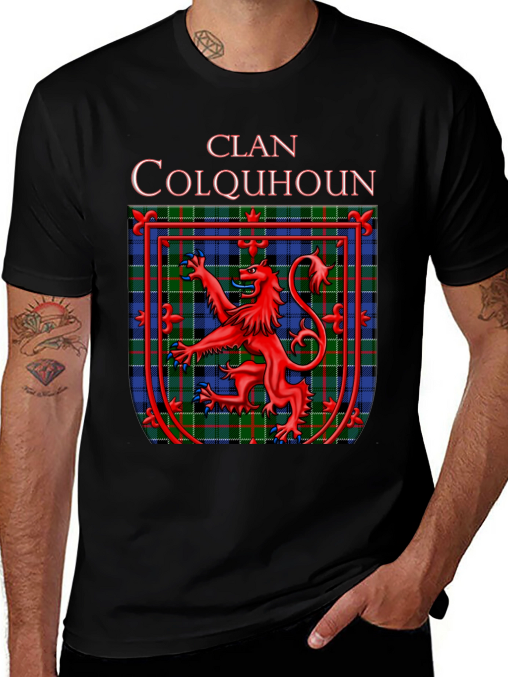 Clan Colquhoun Scottish Tartan Lion T-Shirt