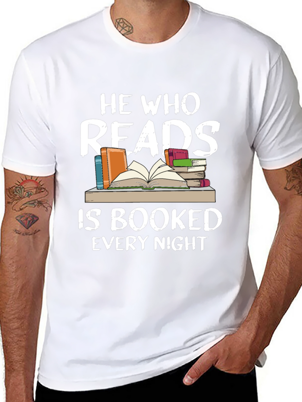 He Who Reads Is Booked Every Night Black T-Shirt