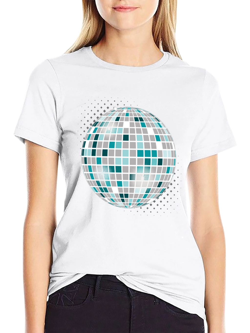 Disco Ball Graphic Tee - Black Cotton T-Shirt