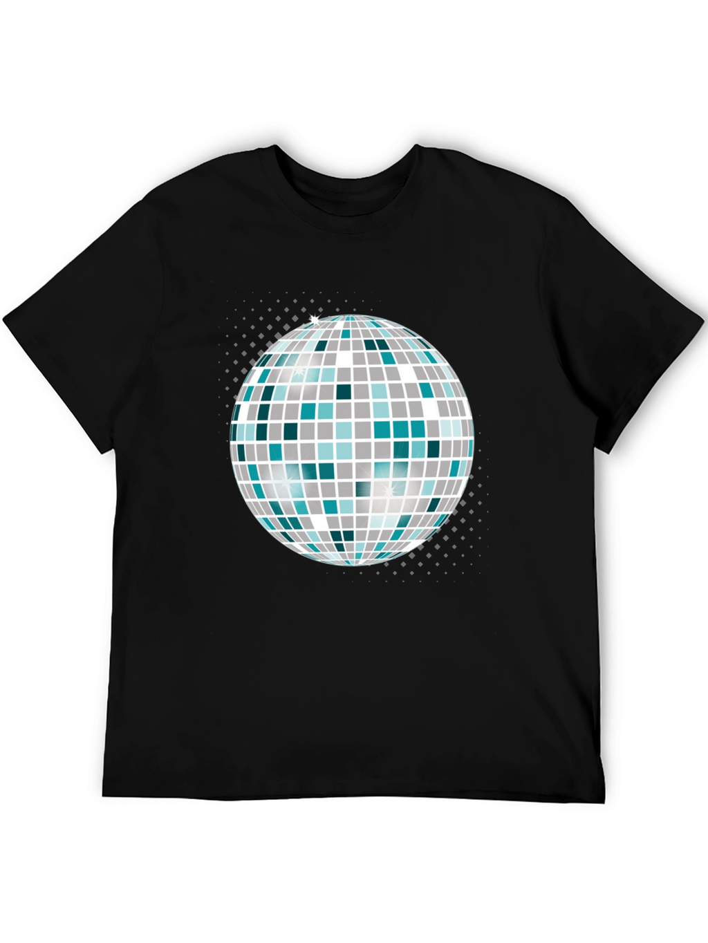 Disco Ball Graphic Tee - Black Cotton T-Shirt