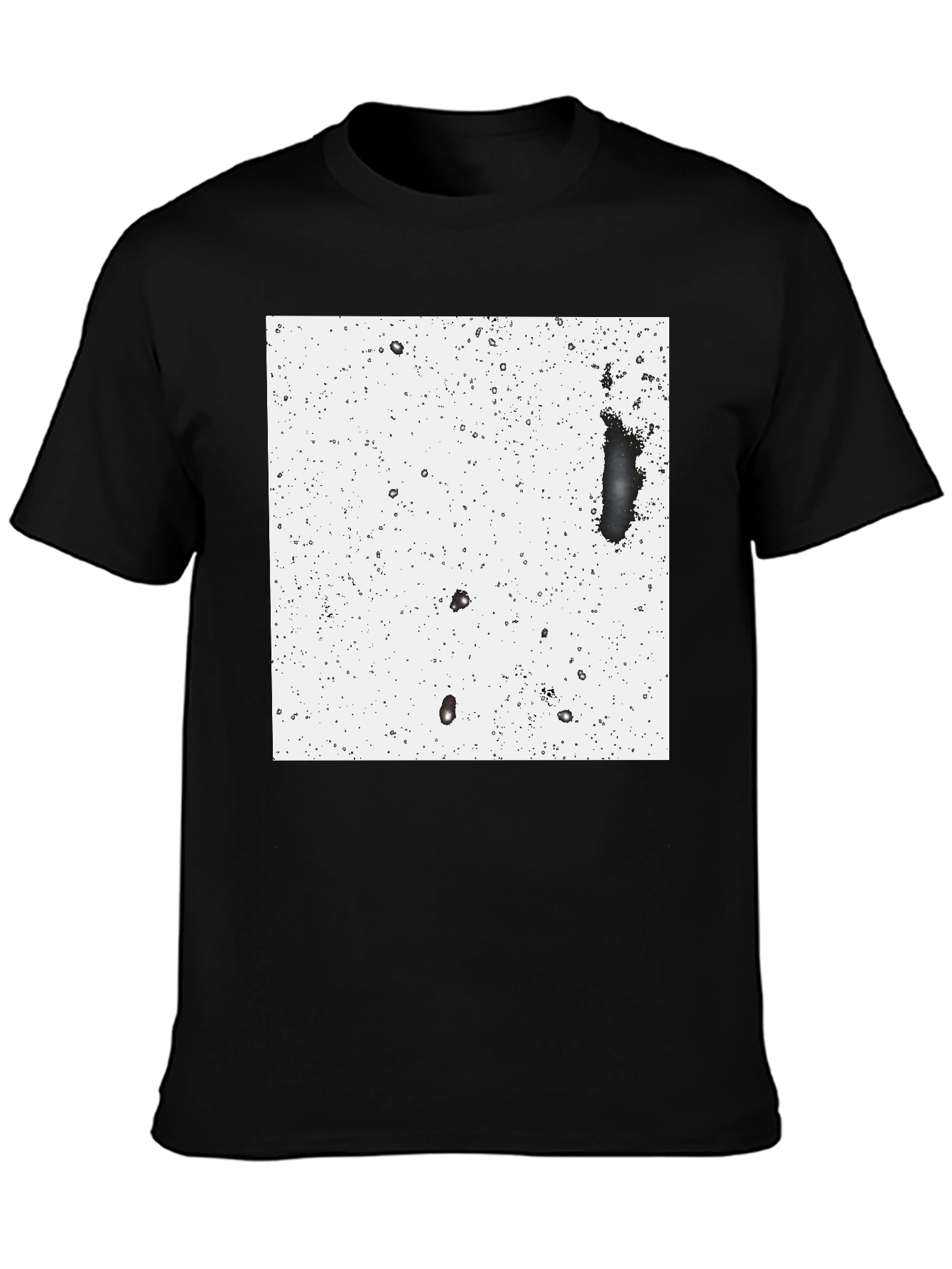 Modern Black T-Shirt with Abstract White Square Design