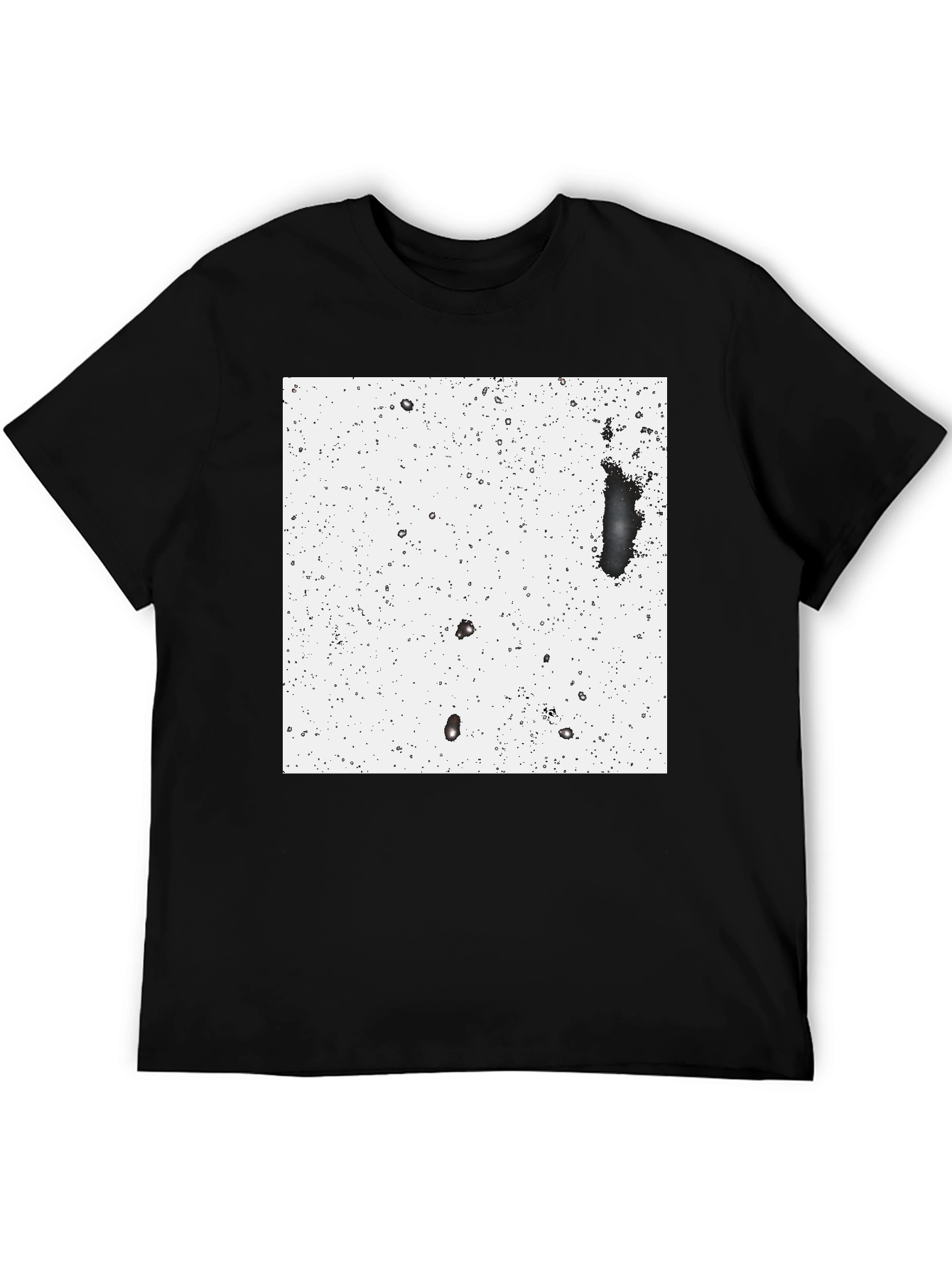 Modern Black T-Shirt with Abstract White Square Design