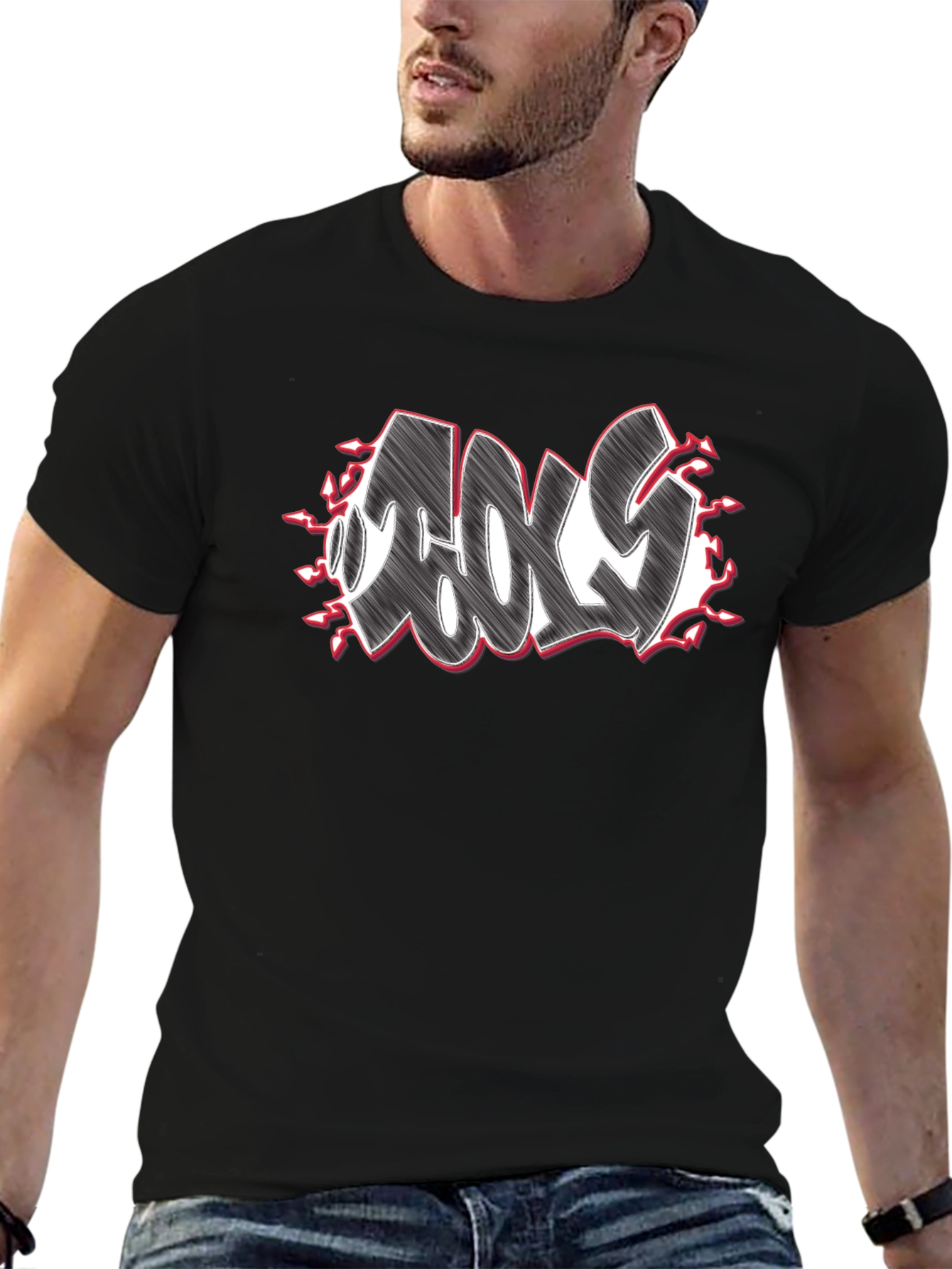 Cool Graffiti Style Graphic Black T-Shirt