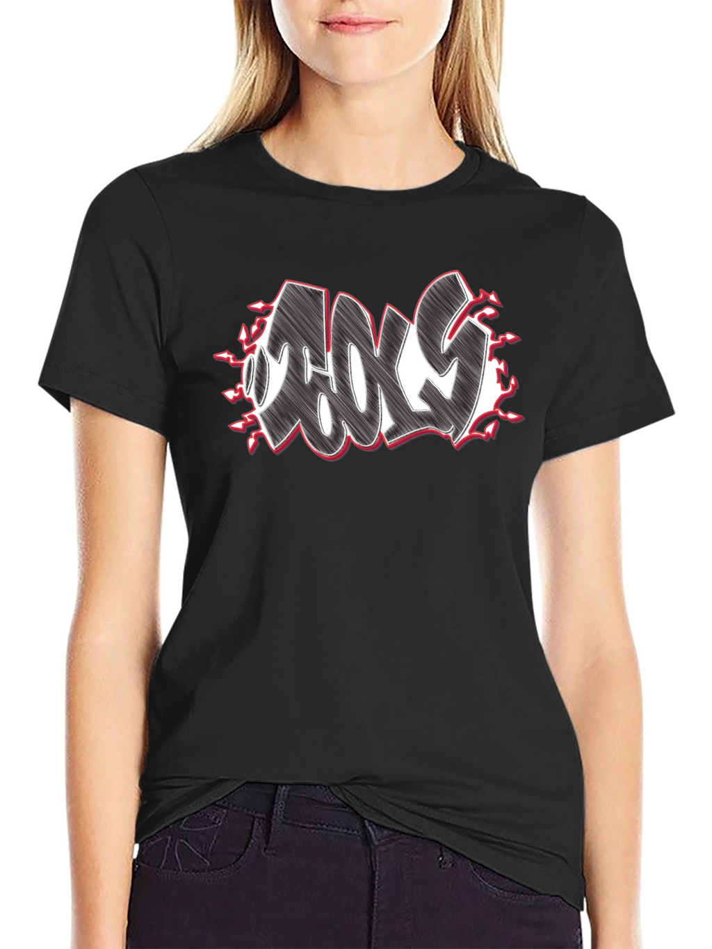Cool Graffiti Style Graphic Black T-Shirt