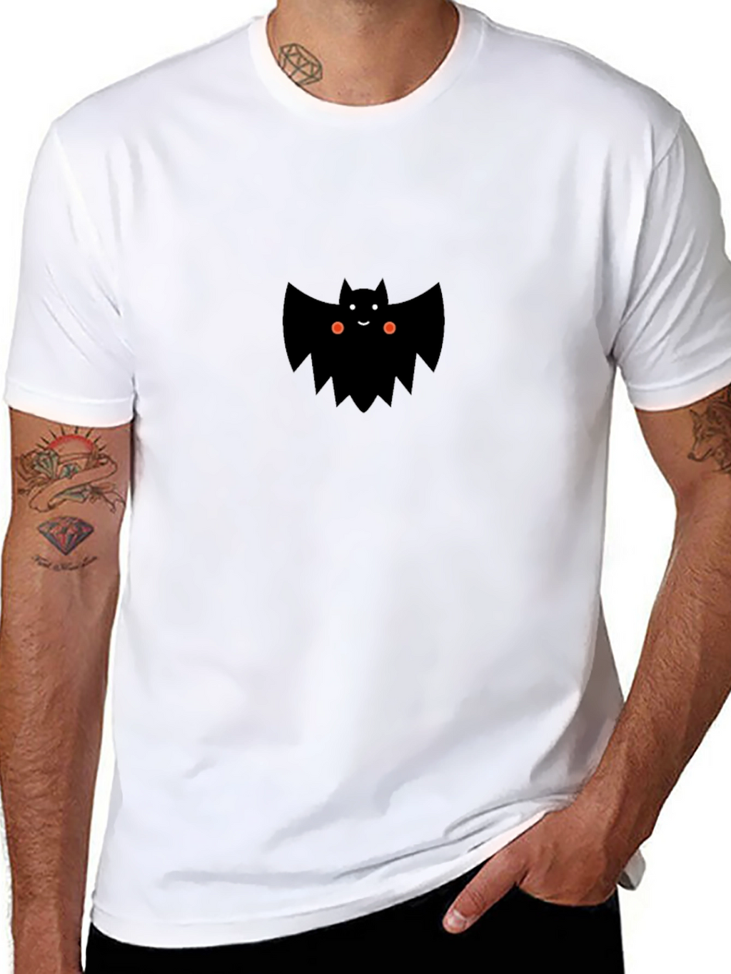 Cute Bat Graphic Tee - Mens Black T-Shirt