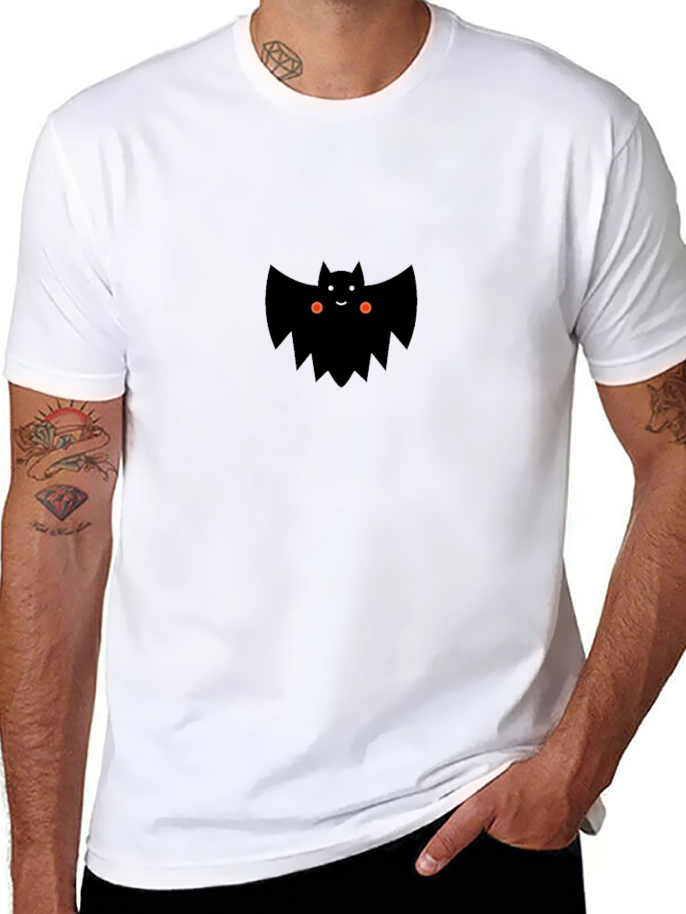 Cute Bat Graphic Tee - Mens Black T-Shirt