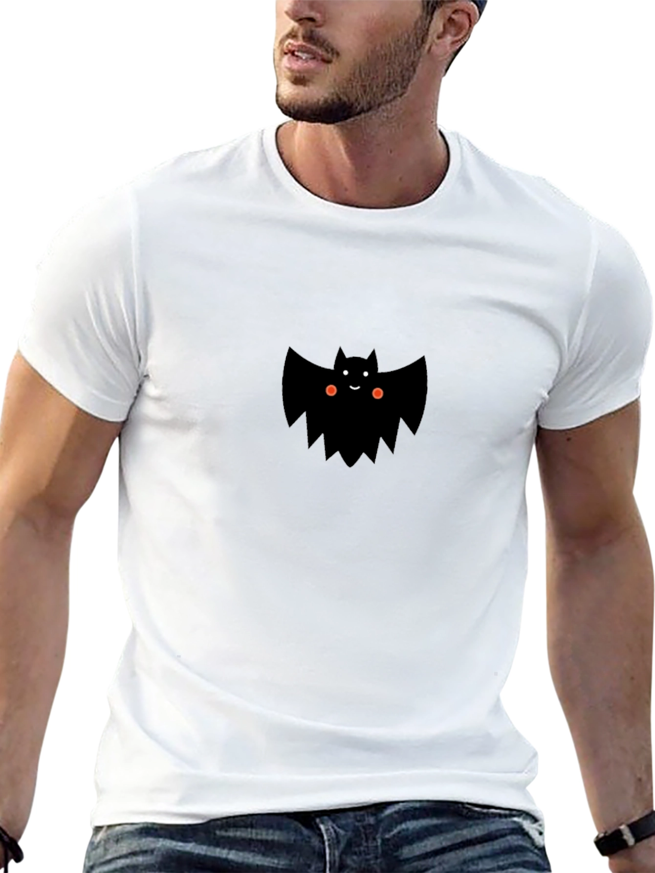 Cute Bat Graphic Tee - Mens Black T-Shirt