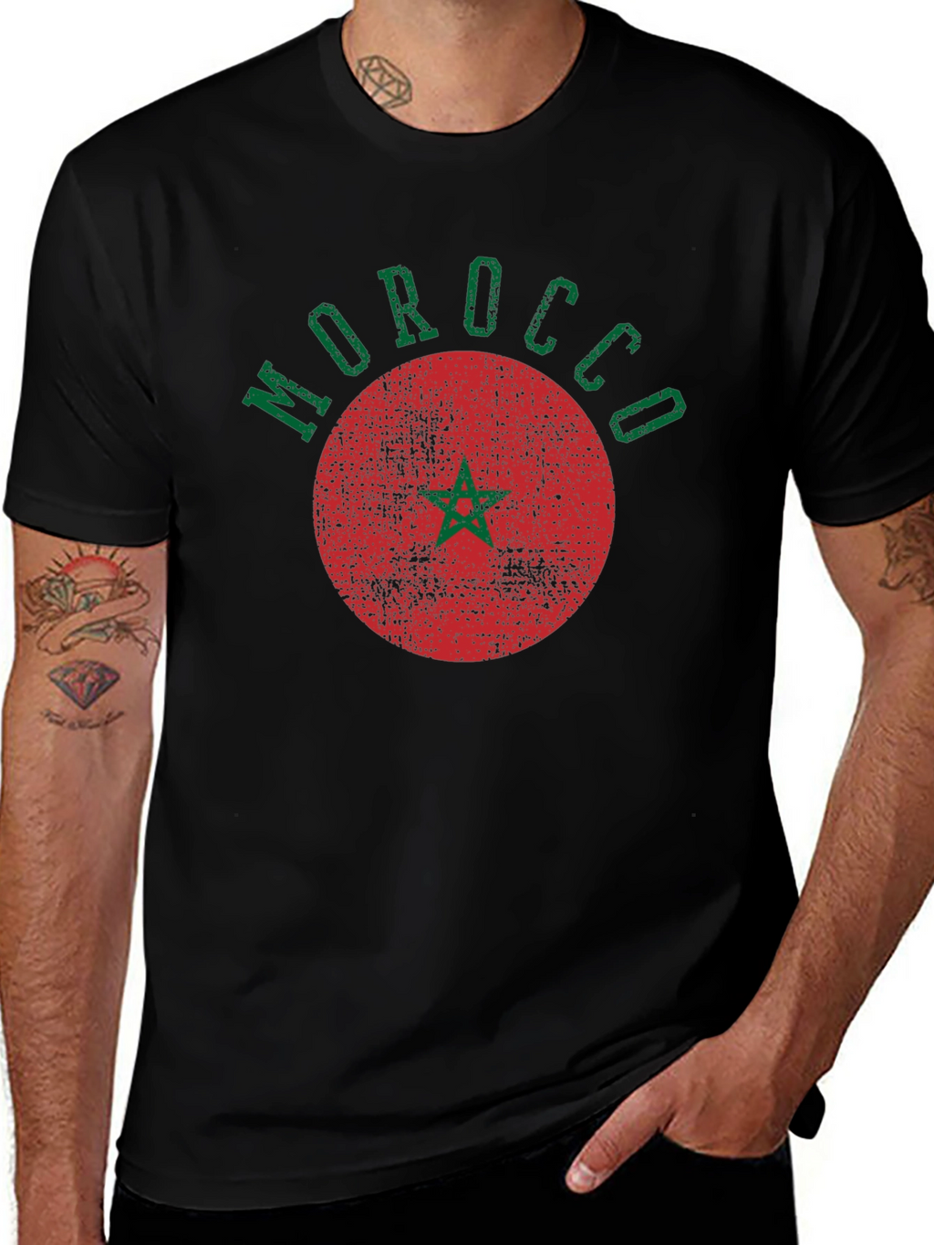Morocco Graphic Tee - Retro Style Black T-Shirt