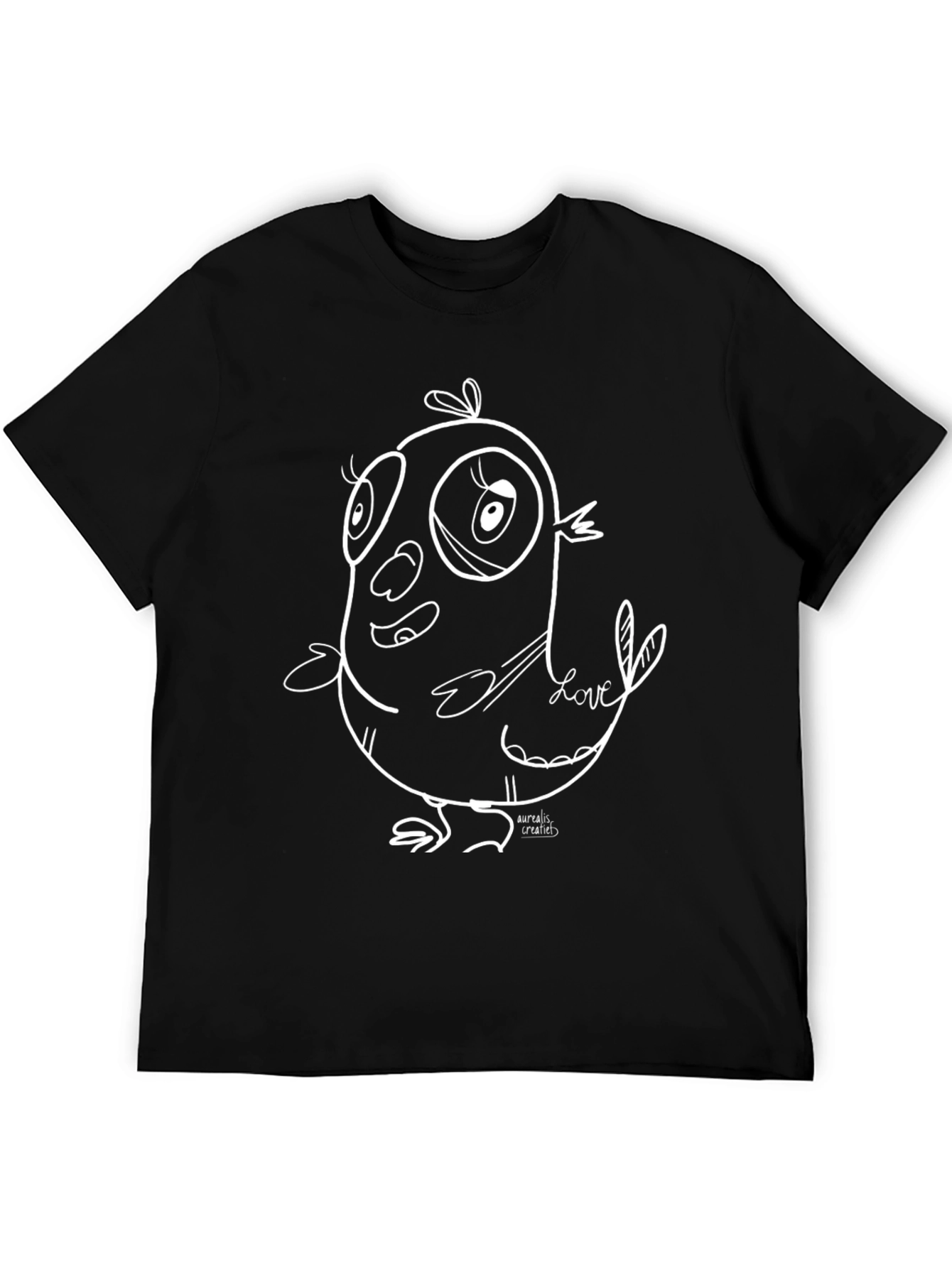 Cartoon Bird Graphic Tee - Black T-Shirt