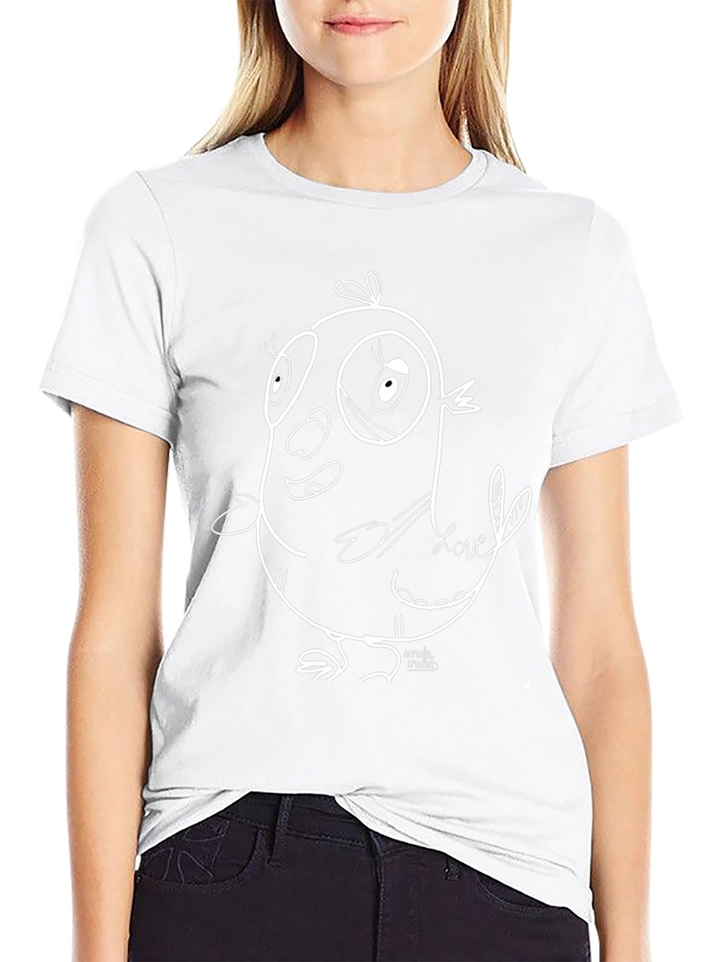 Cartoon Bird Graphic Tee - Black T-Shirt