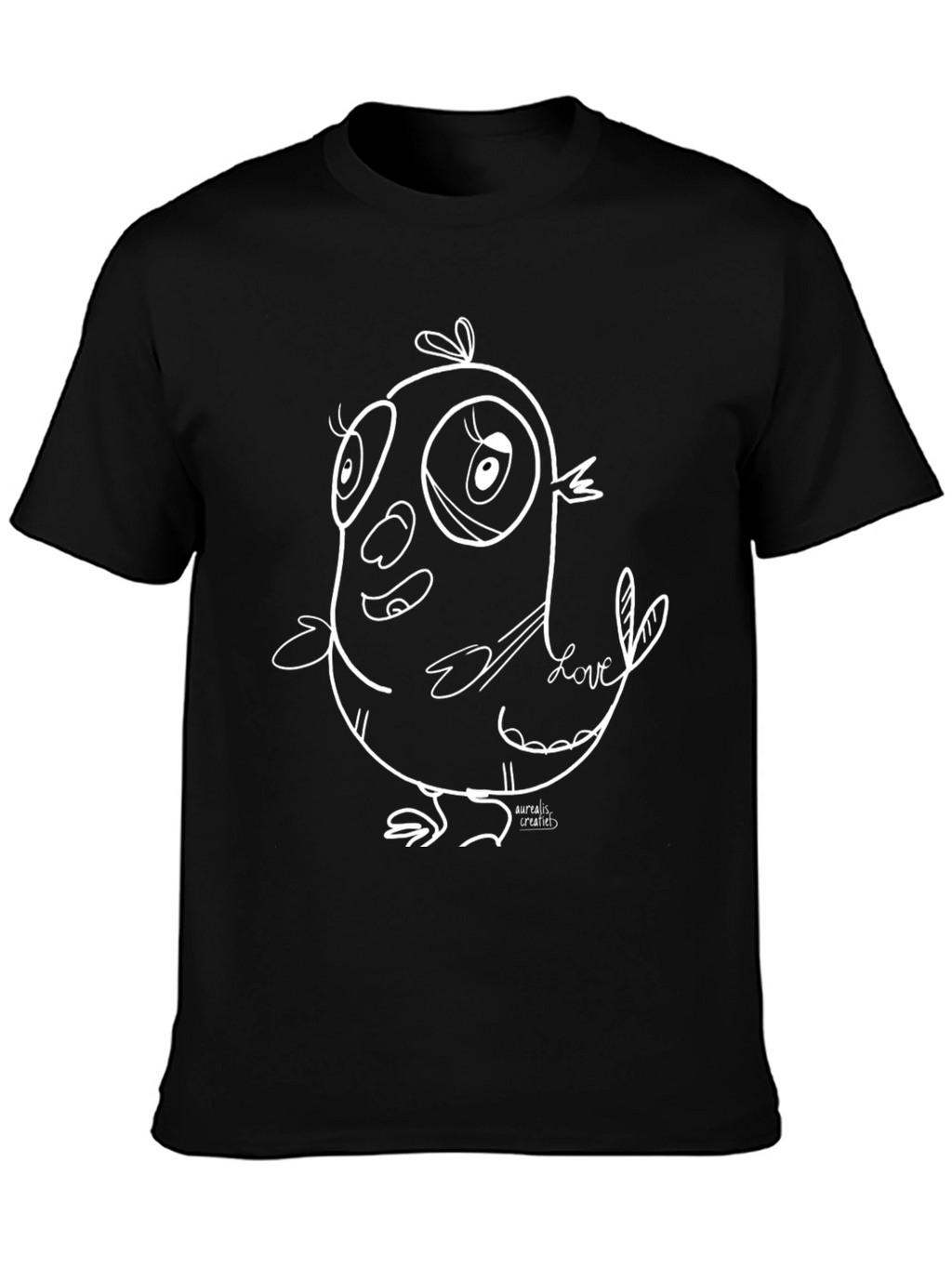 Cartoon Bird Graphic Tee - Black T-Shirt