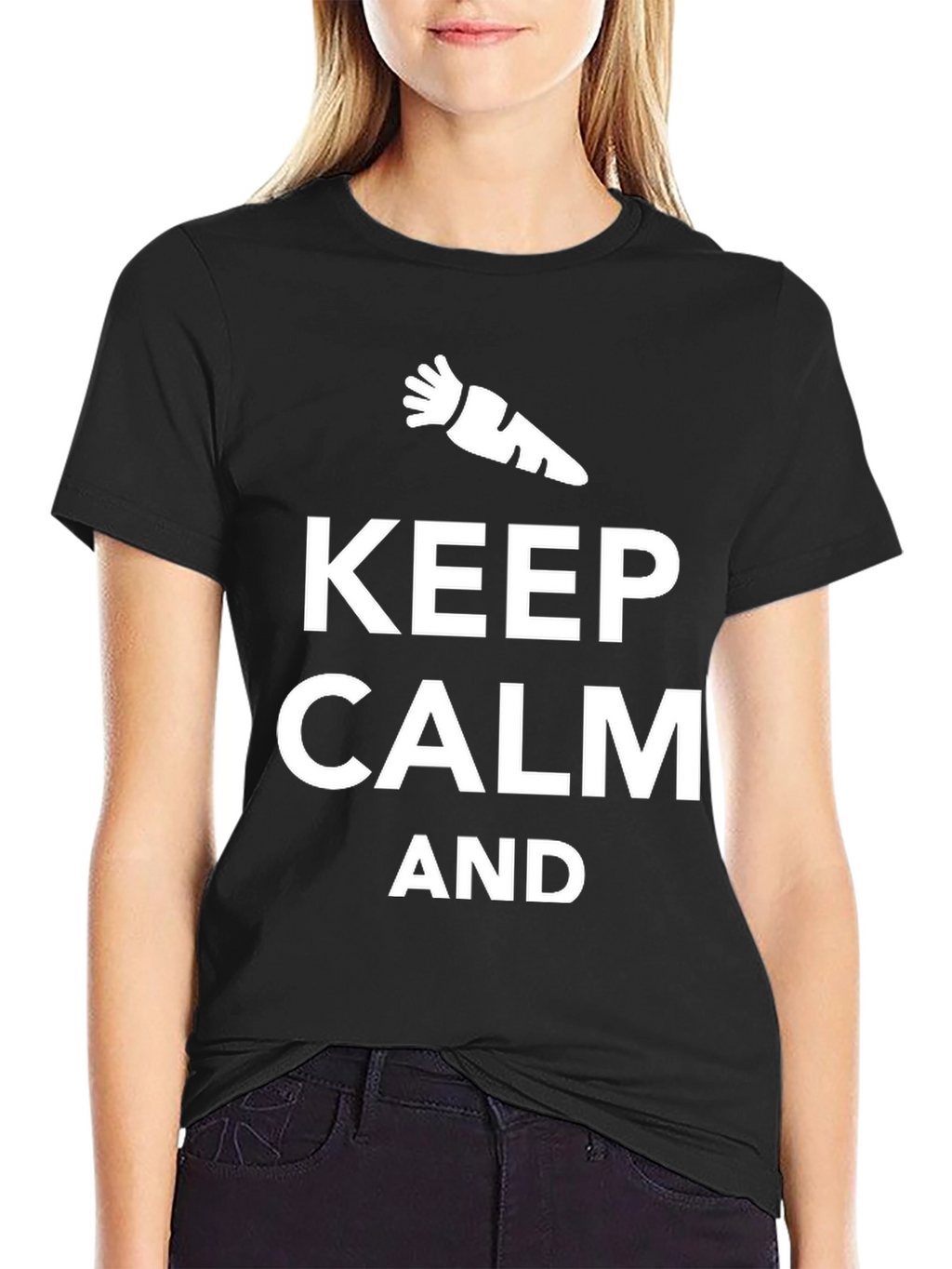 Keep Calm And Carrot On Black T-Shirt